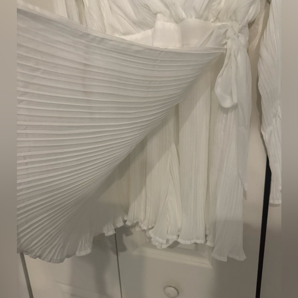 Lulus Ivory Pleated Long Sleeve Skort Romper - Picture 5 of 7